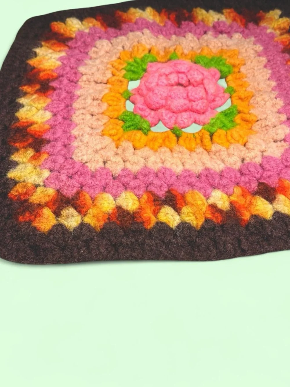Vintage Handmade Colorful Crochet Floral Doily Home Decor